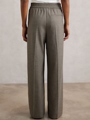 Reiss Neutral Check Tarley Side-Stripe Wide-Leg Check Trousers - Image 4 of 6