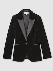 Reiss Black Myrtle Velvet Single Breasted Suit Blazer - Image 2 of 6