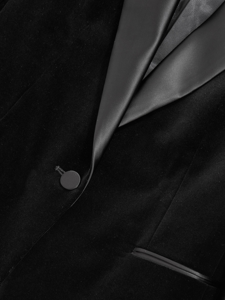 Reiss Black Myrtle Velvet Single Breasted Suit Blazer - Image 6 of 6 Reiss Black Myrtle Velvet Single Breasted Suit Blazer - Image 6 of 6