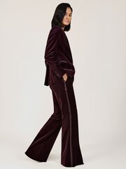 Reiss Burgundy Elia Petite Velvet Single-Breasted Suit Blazer - Image 6 of 7