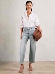 Reiss Pale Blue Selin Petite Mid Rise Straight Leg Jeans - Image 1 of 9