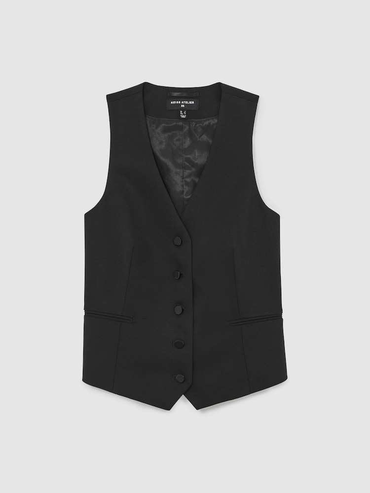 Reiss Black Della Waistcoat - Image 2 of 5