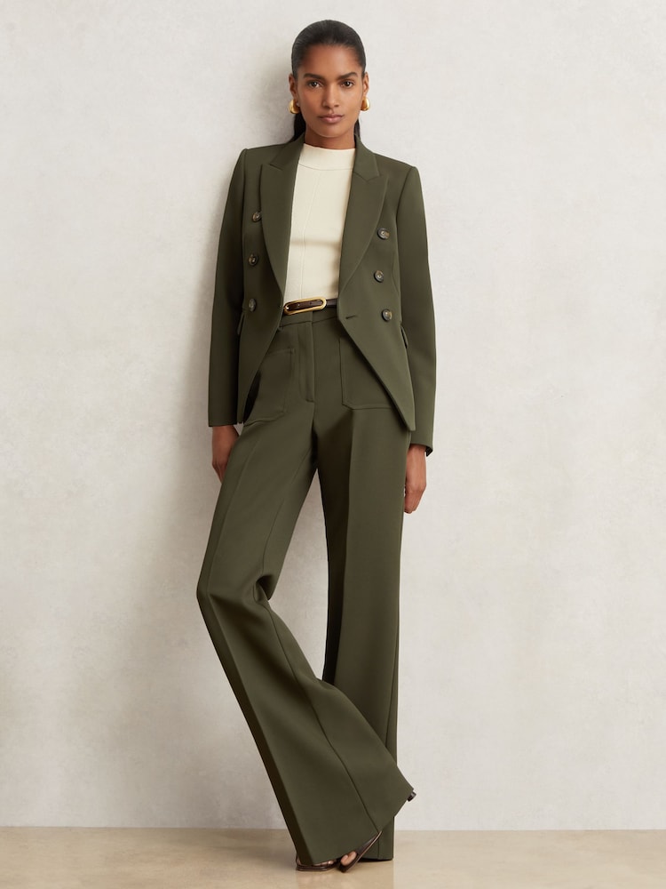 Reiss Green Priya Petite Twill Double-Breasted Blazer - Image 1 of 7 Reiss Green Priya Petite Twill Double-Breasted Blazer - Image 1 of 7