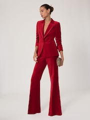 Reiss Red Elia Velvet Single-Breasted Suit Blazer - Image 7 of 9