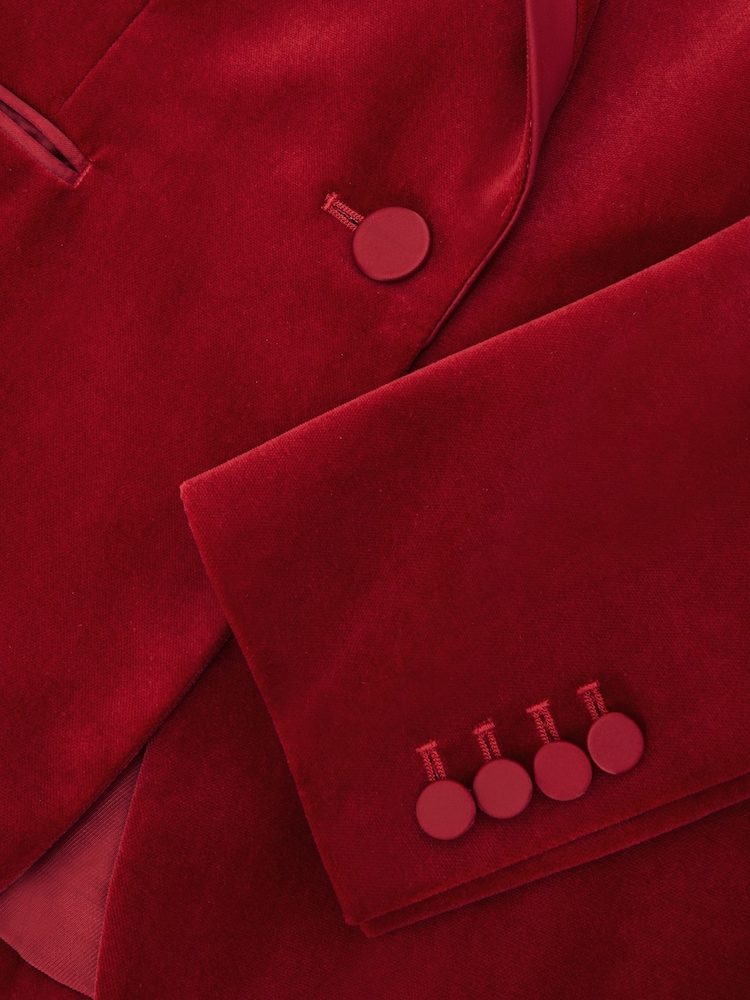 Reiss Red Elia Velvet Single-Breasted Suit Blazer - Image 9 of 9