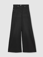 Reiss Black Heather Stretch Cotton Wide Leg Jeans - Image 2 of 7