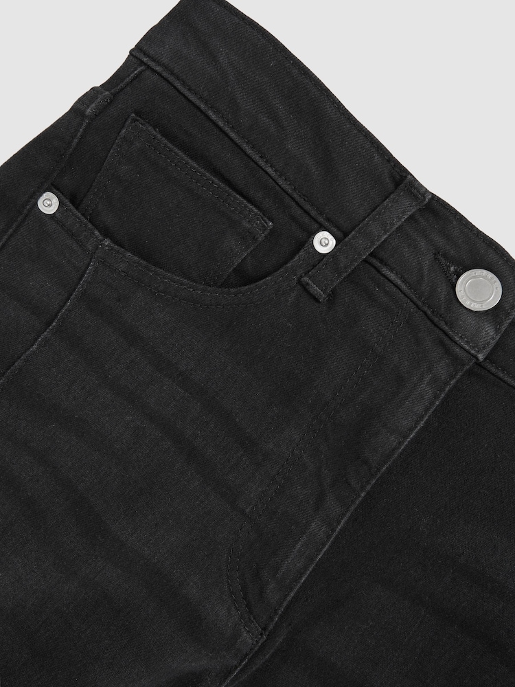 Reiss Black Heather Stretch Cotton Wide Leg Jeans - Image 7 of 7