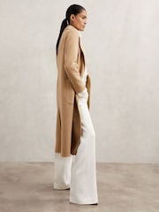 Reiss Camel Lucia Petite Wool-Blend Double-Breasted Blindseam Coat - Image 6 of 8