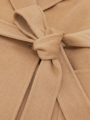Reiss Camel Lucia Petite Wool-Blend Double-Breasted Blindseam Coat - Image 7 of 8