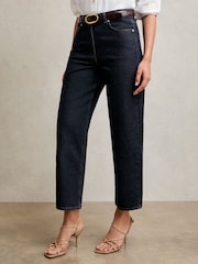 Reiss Dark Blue Selin Petite Mid Rise Straight Leg Jeans - Image 3 of 9