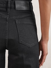 Reiss Black Heather Petite Stretch Cotton Wide Leg Jeans - Image 5 of 9