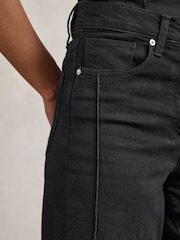 Reiss Black Heather Petite Stretch Cotton Wide Leg Jeans - Image 6 of 9