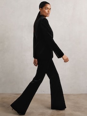Reiss Black Myrtle Petite Velvet Flared Trousers - Image 1 of 8