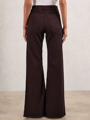 Reiss Burgundy Sakura Patch Pocket Flared Jeans - Image 3 of 6