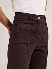 Reiss Burgundy Sakura Patch Pocket Flared Jeans - Image 4 of 6