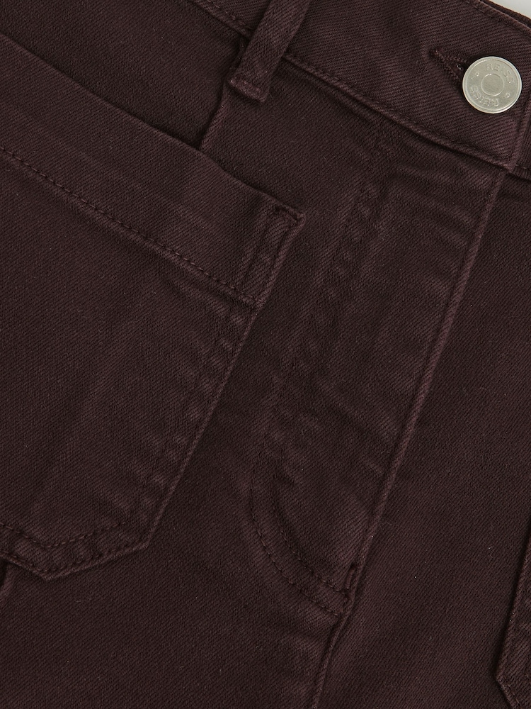 Reiss Burgundy Sakura Patch Pocket Flared Jeans - Image 6 of 6