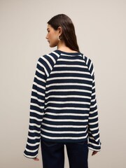 Navy and Ecru Stripe Long Sleeve Crew Neck Jumper - Image 2 of 9