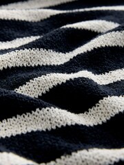 Navy and Ecru Stripe Long Sleeve Crew Neck Jumper - Image 8 of 9