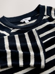 Navy and Ecru Stripe Long Sleeve Crew Neck Jumper - Image 9 of 9
