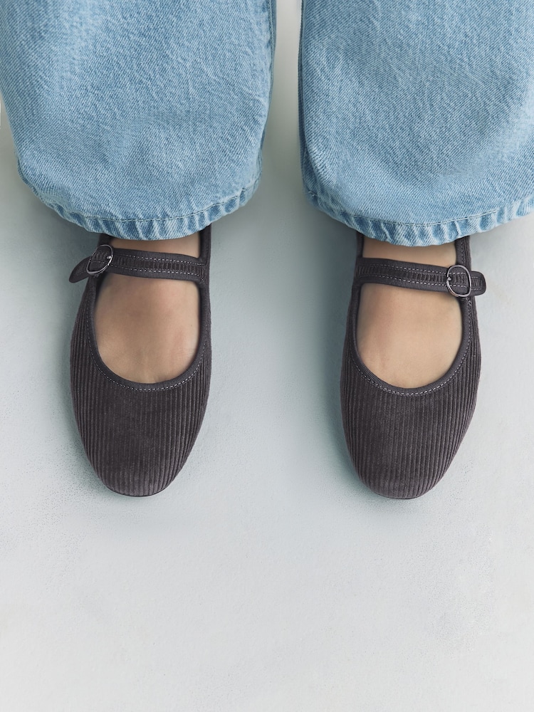 Grey Cord Forever Comfort Round Toe Buckle Detail Mary Jane Shoes - Image 2 of 10