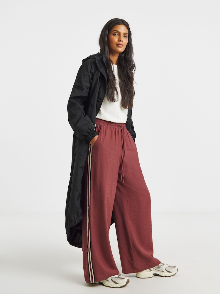 Simply Be Red Side Stripe Wide Leg Trousers - Image 1 of 4