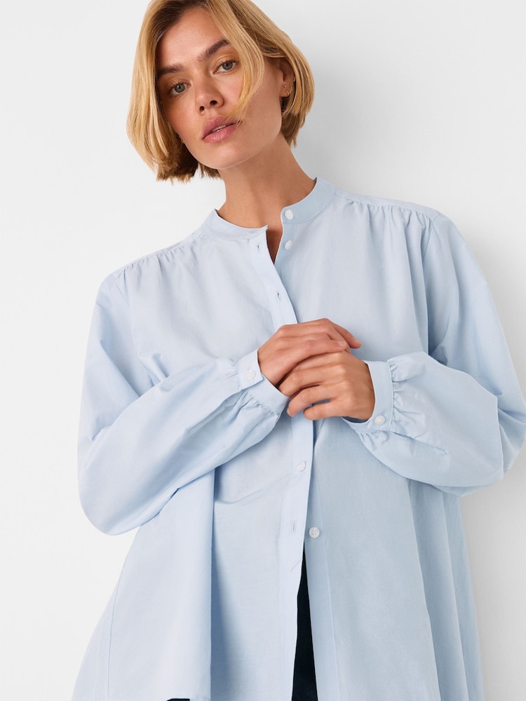 Whistles Blue Silk Cotton Trapeze Shirt - Image 2 of 5