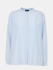 Whistles Blue Silk Cotton Trapeze Shirt - Image 4 of 5