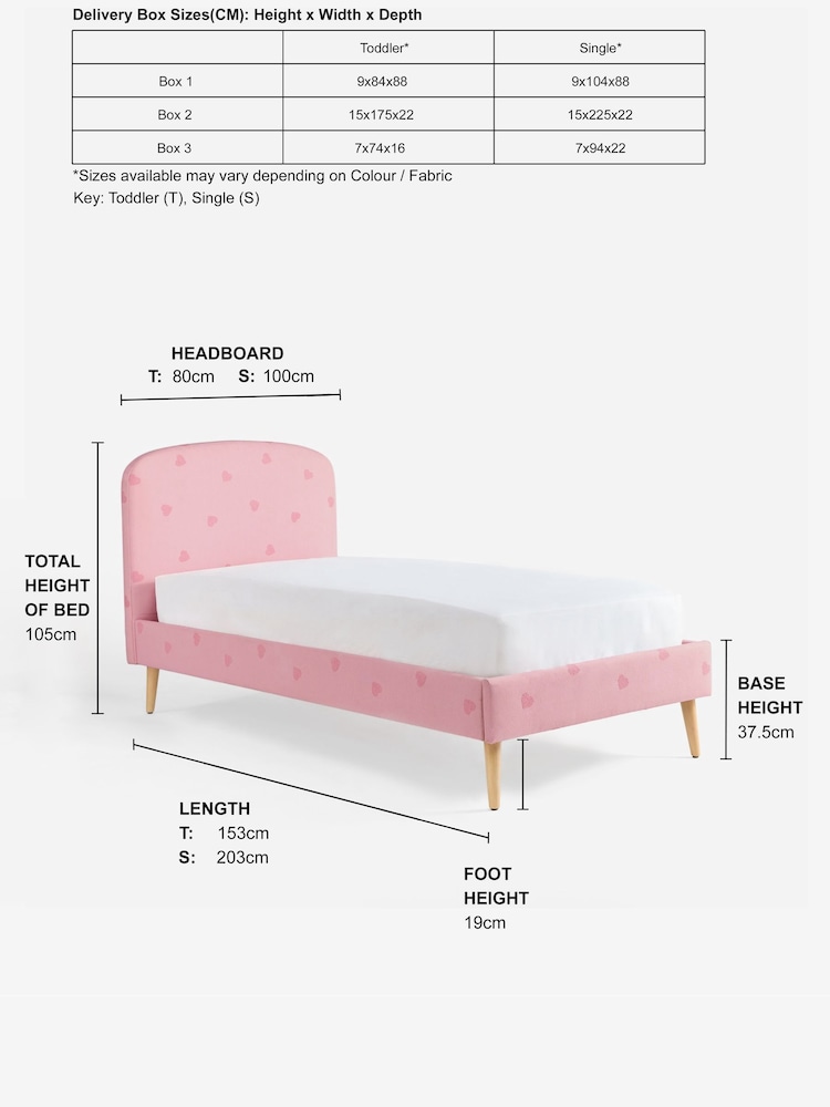 Tufted Heart Pink Kids Matson Upholstered Single Bed - Image 7 of 7 Tufted Heart Pink Kids Matson Upholstered Single Bed - Image 7 of 7