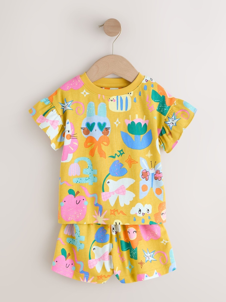 Pink/Blue Cat/Floral Print Short Pyjamas 3 Pack (9mths-12yrs) - Image 2 of 7 Pink/Blue Cat/Floral Print Short Pyjamas 3 Pack (9mths-12yrs) - Image 2 of 7