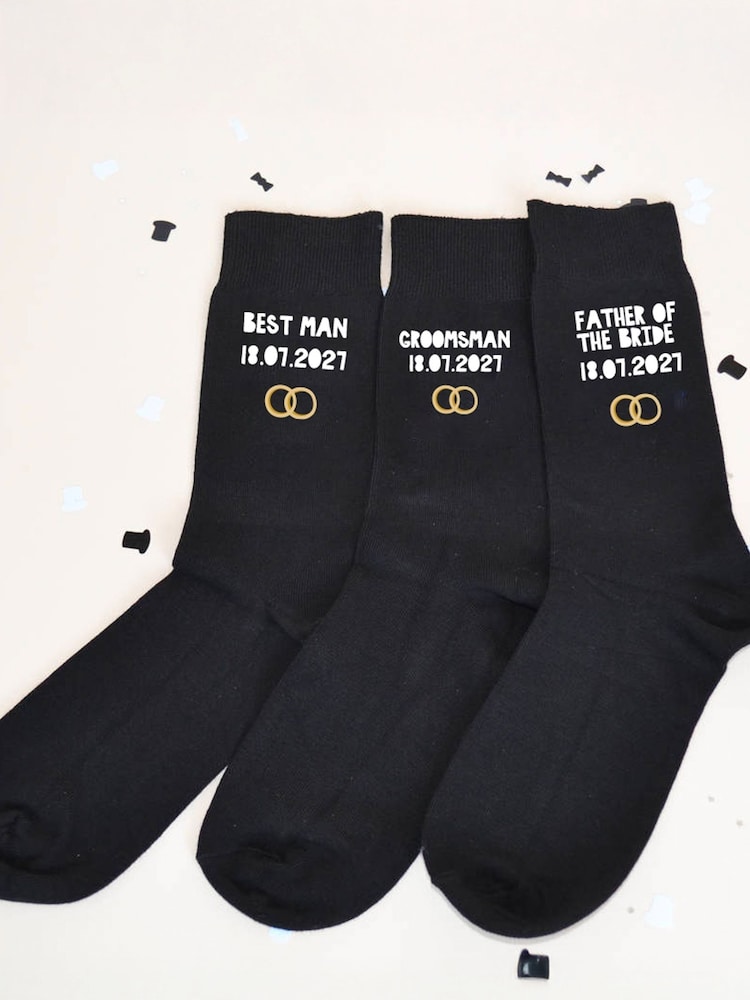 Personalised Ring Design Groomsman Socks by Solesmith 3 Pack - Image 2 of 2
