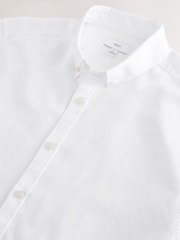 White Cotton Linen Blend Short Sleeve Shirt - Image 2 of 3