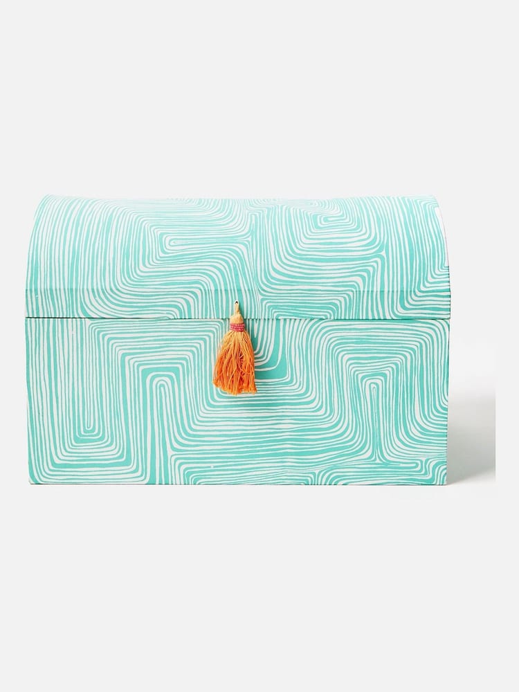 Oliver Bonas Blue Swirl Paper Storage Trunk - Image 1 of 4