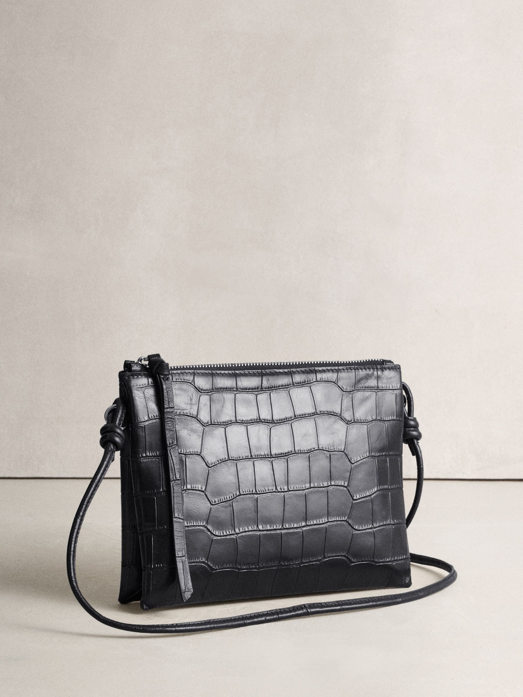 Buy Black Leather Croc Cross-Body Bag from Next South Africa