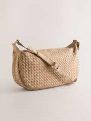 Camel Faux Suede Weave Sling Bag - Image 7 of 11