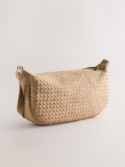 Camel Faux Suede Weave Sling Bag - Image 8 of 11