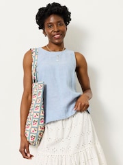 FatFace Dara Blue Linen Blouse - Image 1 of 6
