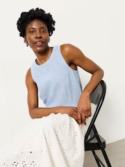 FatFace Dara Blue Linen Blouse - Image 3 of 6