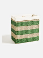 Oliver Bonas Green Woven Stripe Dual Laundry Basket - Image 3 of 5