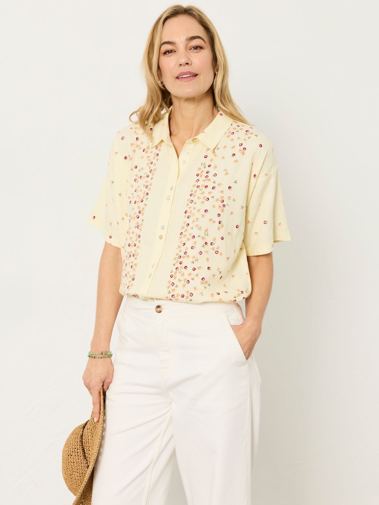 FatFace Kara Yellow Ditsy Pop Shirt - Image 1 of 5