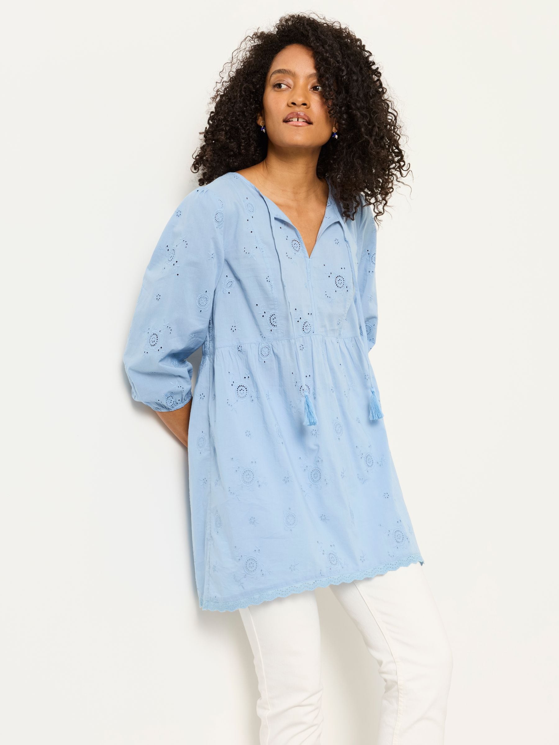 Fat Face Women's Blue Fatface Rue Broderie Tunic