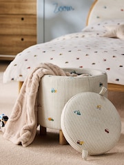 Relaxed Linen Look Stripe Digger Storage Table Stool - Image 3 of 6