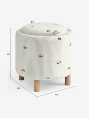 Relaxed Linen Look Stripe Digger Storage Table Stool - Image 4 of 6