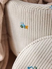 Relaxed Linen Look Stripe Digger Storage Table Stool - Image 5 of 6