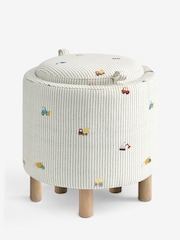 Relaxed Linen Look Stripe Digger Storage Table Stool - Image 6 of 6