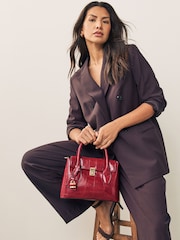 Red Croc Effect Hand Held Bag - Image 1 of 9