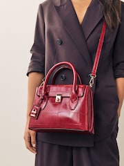Red Croc Effect Hand Held Bag - Image 2 of 9