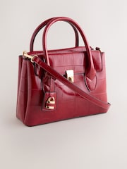 Red Croc Effect Hand Held Bag - Image 4 of 9