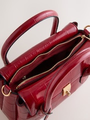 Red Croc Effect Hand Held Bag - Image 7 of 9