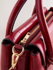 Red Croc Effect Hand Held Bag - Image 8 of 9