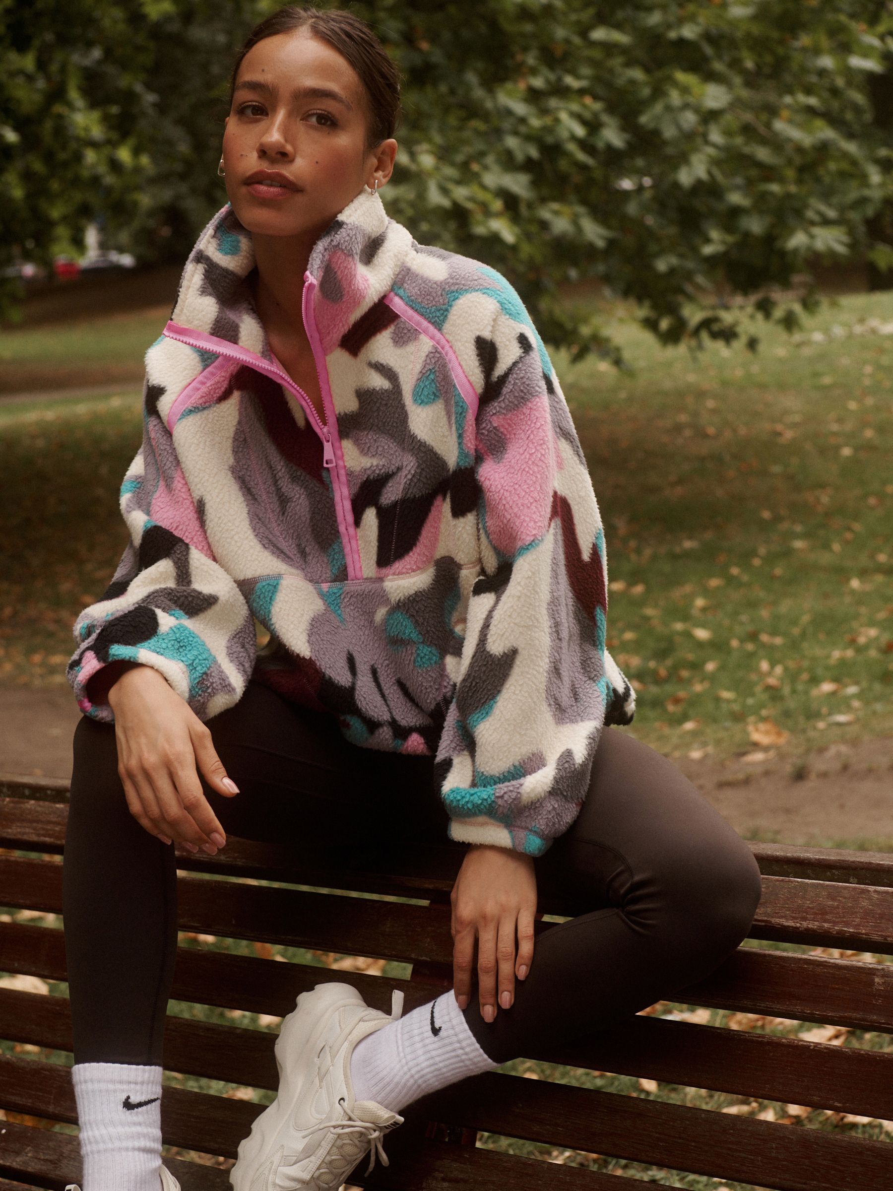 Buy Abstract Print Active Borg Quarter Zip Jacket from the Next UK